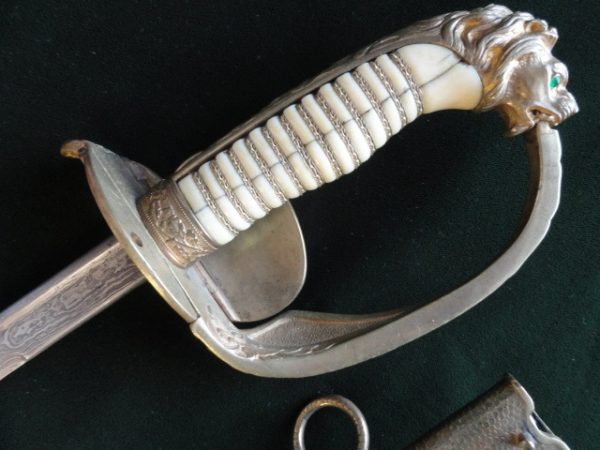 Personalized Damascus Imperial Naval Sword (#14419)